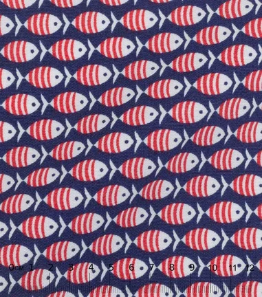 PESCE - Print motif poisson - bleu-rouge
