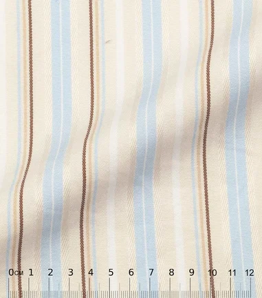 TANA - popeline multicolor rayée bayadère beige-bleu