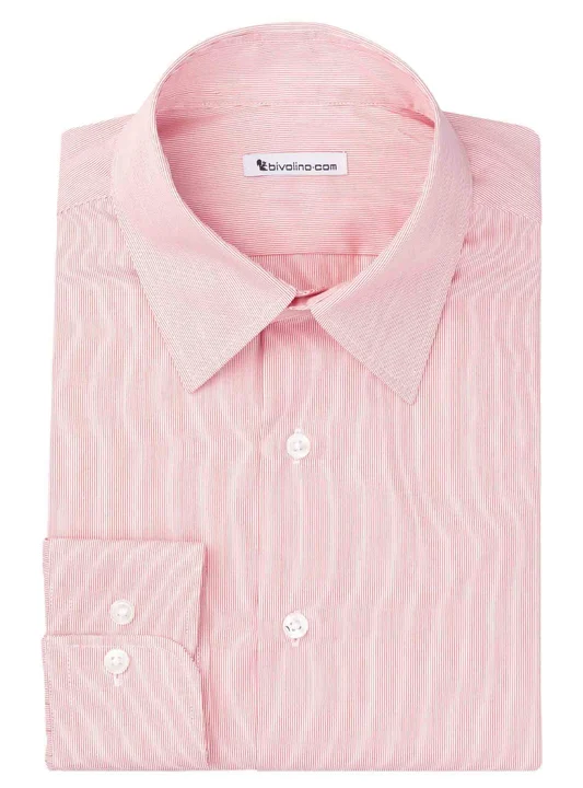 BRESCIA  - Men's shrt cotton 2ply red stripe - WINDY 4