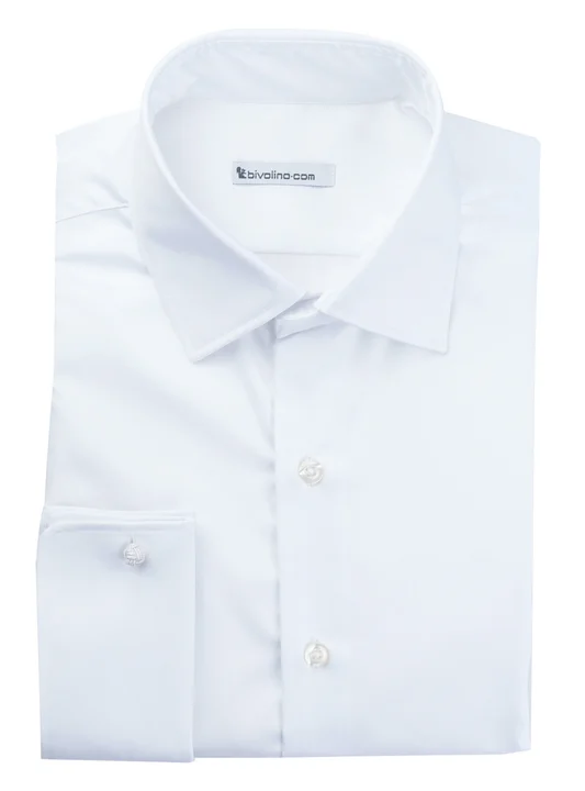 MACERATA - twill white egyptian 2fold cotton  tailored men shirt - SANTI 1