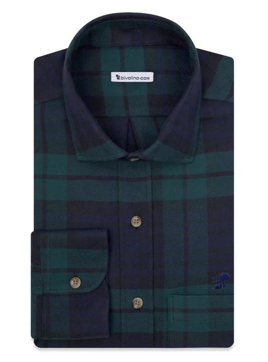 ALCIDE - flannel green check shirt - PARA 16