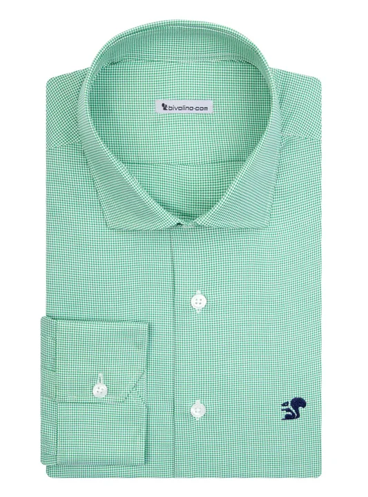 ALBANINO -  oxford coton green houndstooth shirt - DAMO 11