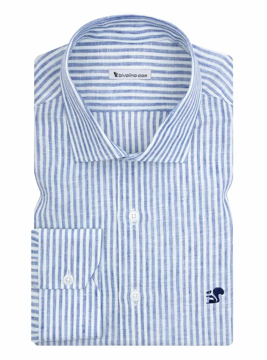 ALDEMARO - blue stripe  shirt - NEON 34