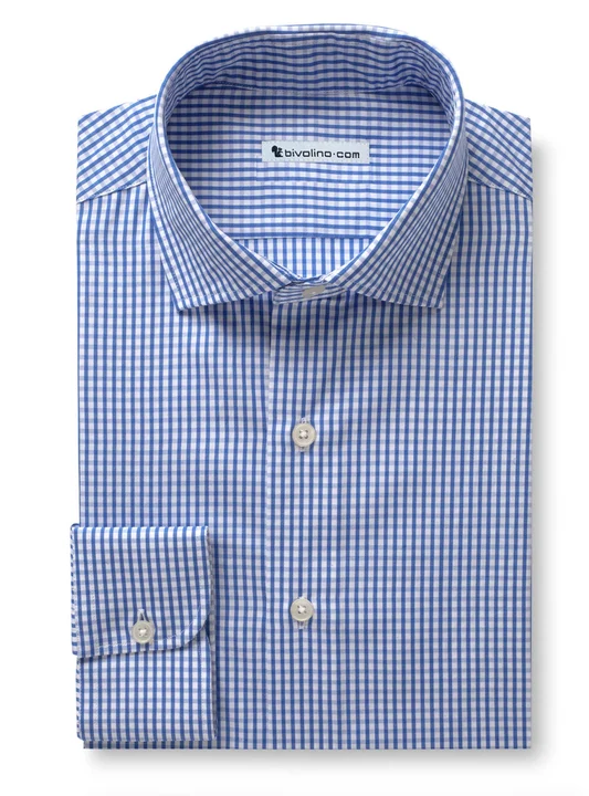 ALEAO - Men's blue check shirt - DOCRA 3