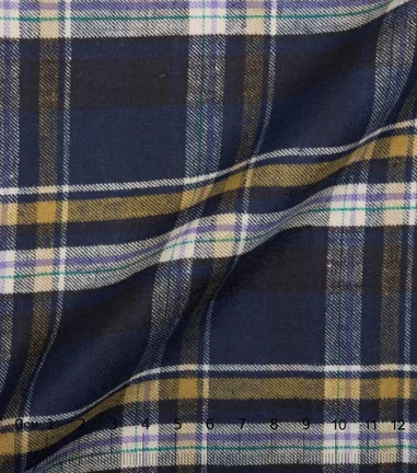 PARA - Carreaux flanelle bleu marine