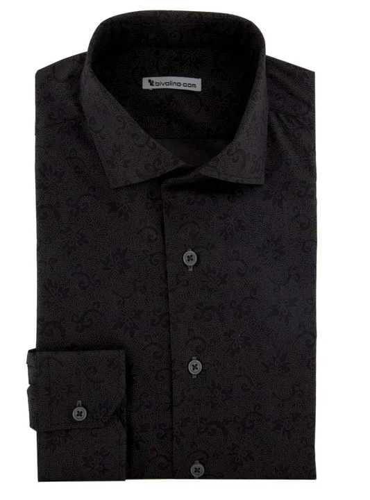 Bardolino - Printed shirt with black flowerprint - PARTO 1
