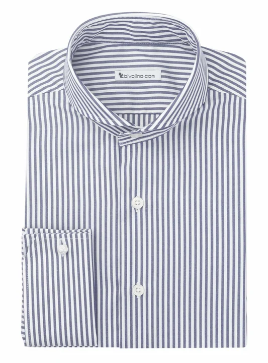 COURMAYEUR -  striped poplin navy easy-care men shirt - Docra 10