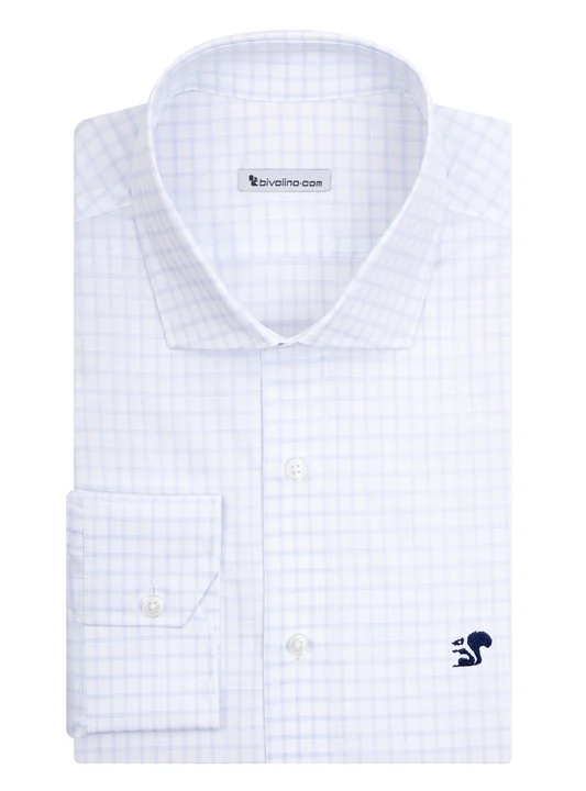 ALDERIO - Checked blue poplin shirt - CARO 2