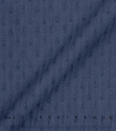DOBBYDOTS -  Popeline uni marine paisley