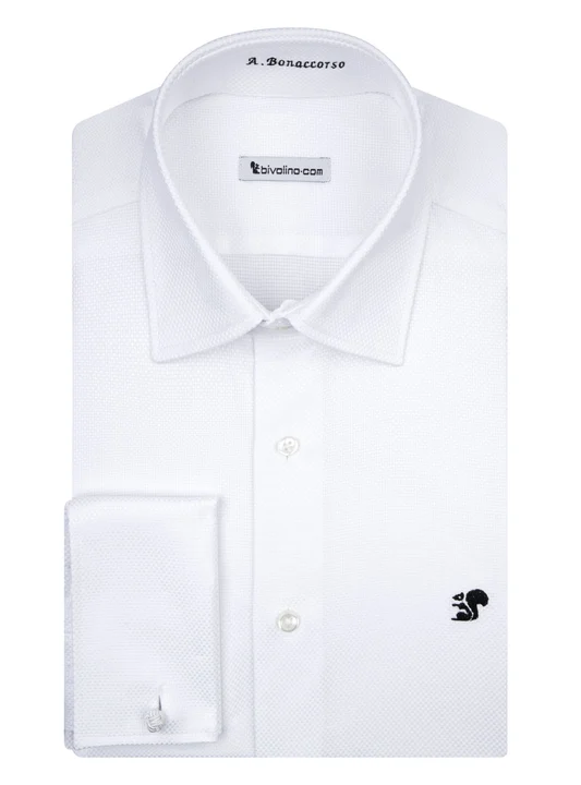 ALBERTINO - dobby royal white shirt - KIWI 1