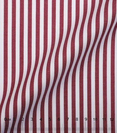 DOCRA - Rayures rouge double retors coton egyptien twill