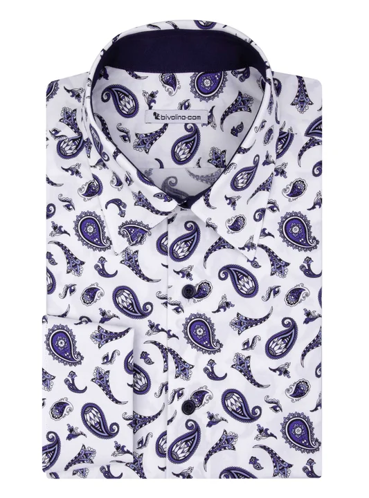 ADAMINO - Print pattern cashmere  tailored men shirt - PAISLEY 1
