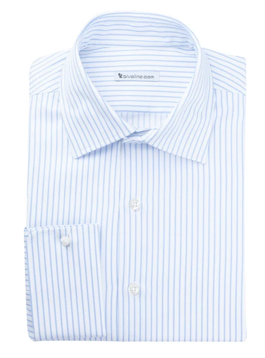 MARSALA - Blue Herringbone Bengal Stripe tailored men shirt - Wellington 1