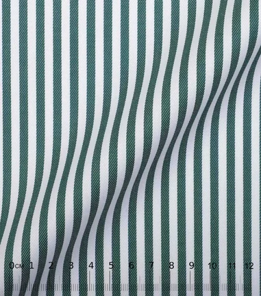 DOCRA - Rayures verte double retors coton egyptien twill