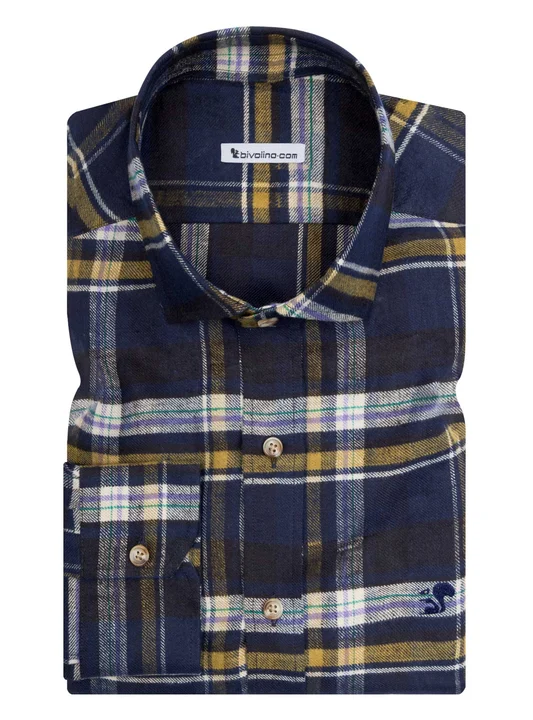 ALCISO - Blue flannel check shirt - PARA 18