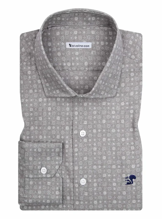 ALDEMIRO - Light gray micro-print  shirt - TIVOL 6