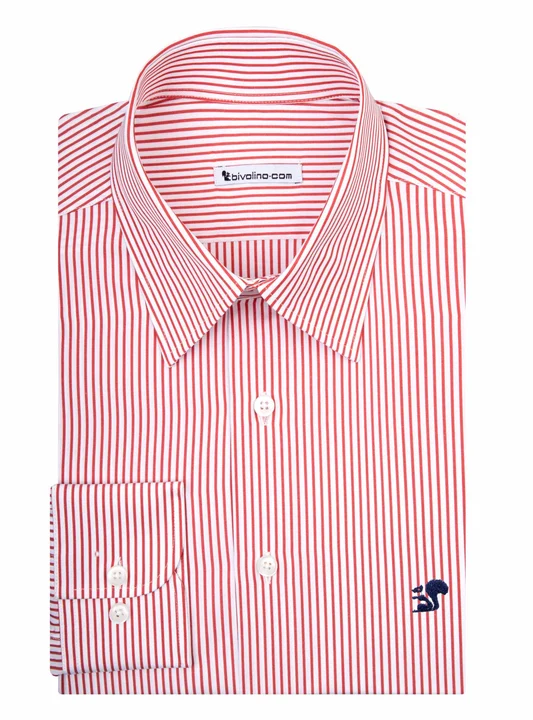 AGRIPPINO -   Red bengal striped Poplin  shirt - WINDY 3 - BENGAL