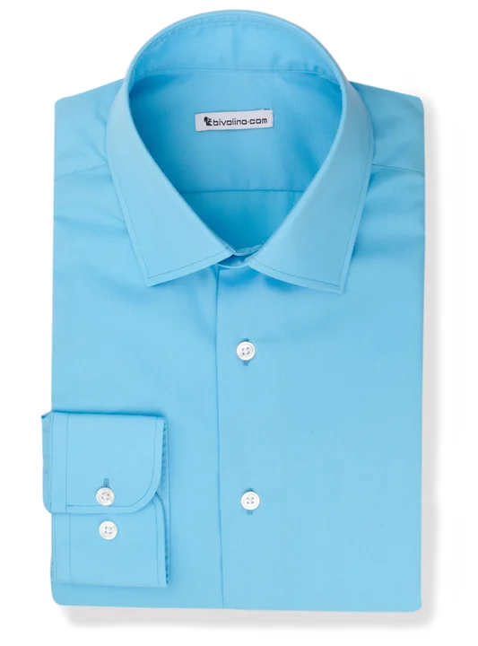 PERFO -  Turquoise poplin shirt easy-care - Brise 3