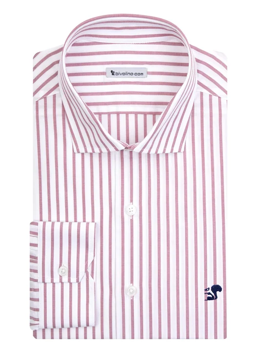 ALDEGONDO - red stripe poplin shirt - FALI 6