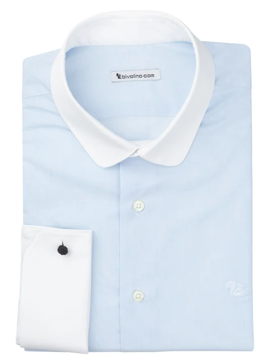 BELLUNO - plain end-on-end blue cot WINCHESTER men shirt - Party 2