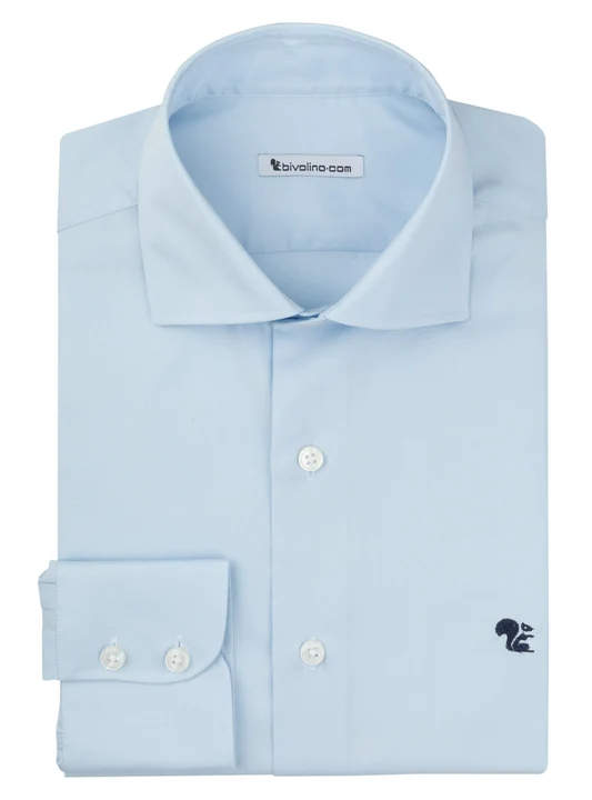 BARLETTA -  Plain Poplin blue men shirt - MARCO 3 