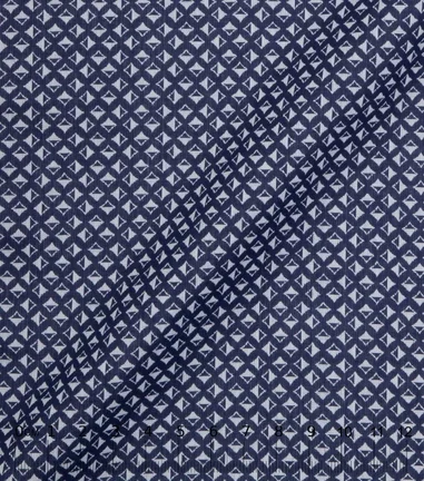 DOBBYDOTS - Popeline bleu - Geometric design