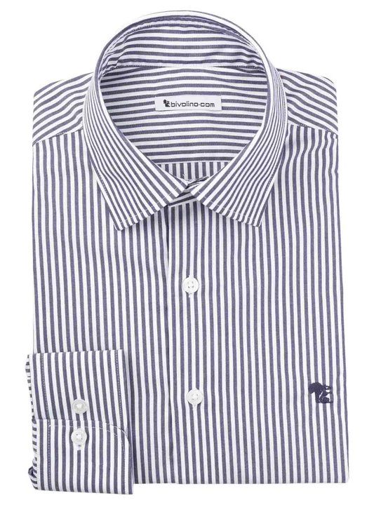 CAMPANIA - Poplin navy striped shirt - Docra 10