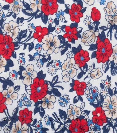 FIORE - Print motif fleurs - bleu-rouge