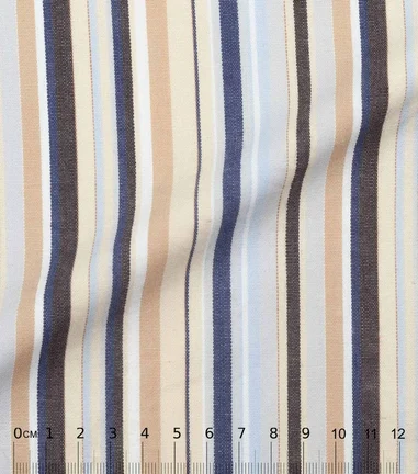 TANA - popeline multicolor rayée bayadère beige