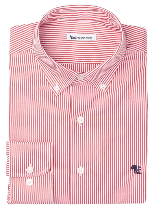 PRATO  - Men's shirt cotton red stripe - WINDY 3