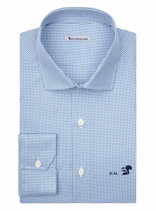 AGNELLO - Checked Poplin skyblue shirt - DARCI 5 VICHY