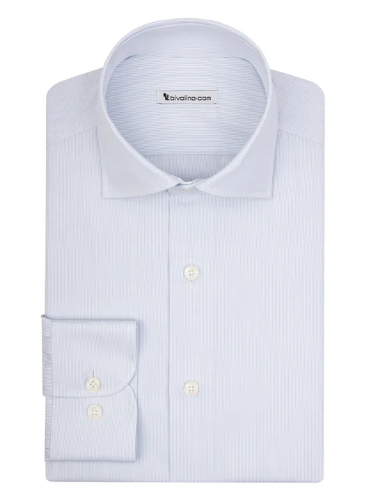 ACHILLE - pinstripe light blue fine stripe tailored men shirt - DOCRA 6