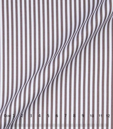 DOCRA - Rayures brunes double retors coton egyptien twill
