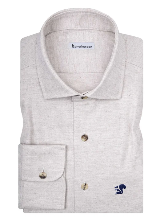 ADONELLO - lightbeige Flannel twill shirt - FLANEL 15