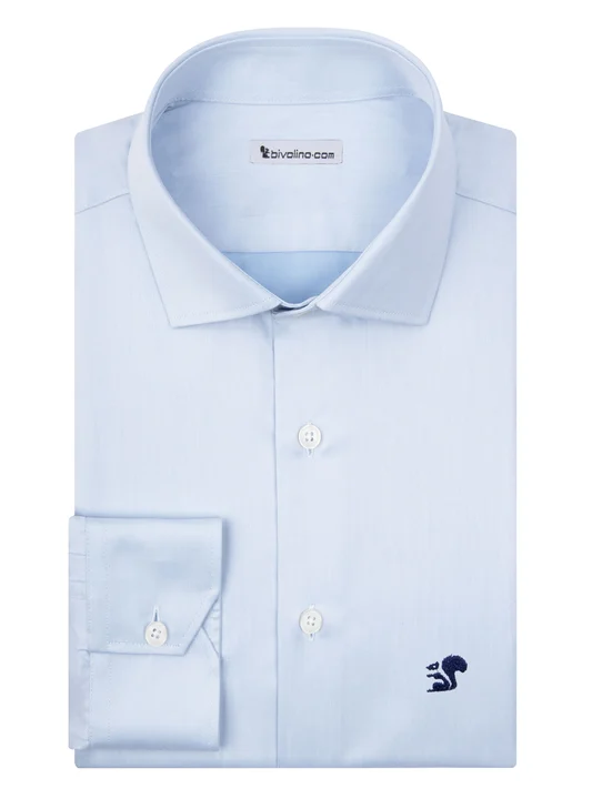 AGRISIO - Fine Twill  plain blue shirt - SANTI 2