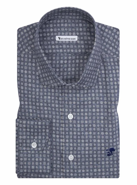 ALDEMO - gray micro-print  shirt - TIVOL 7
