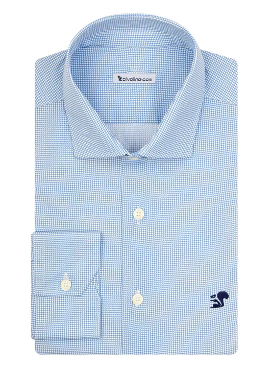 ALCESTO - Poplin plain navy micro-paisley shirt - DOBBYDOTS 6