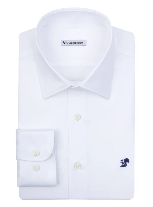 VIBO VALENTIA - twill white egyptian 2fold cotton shirt - SANTI 1