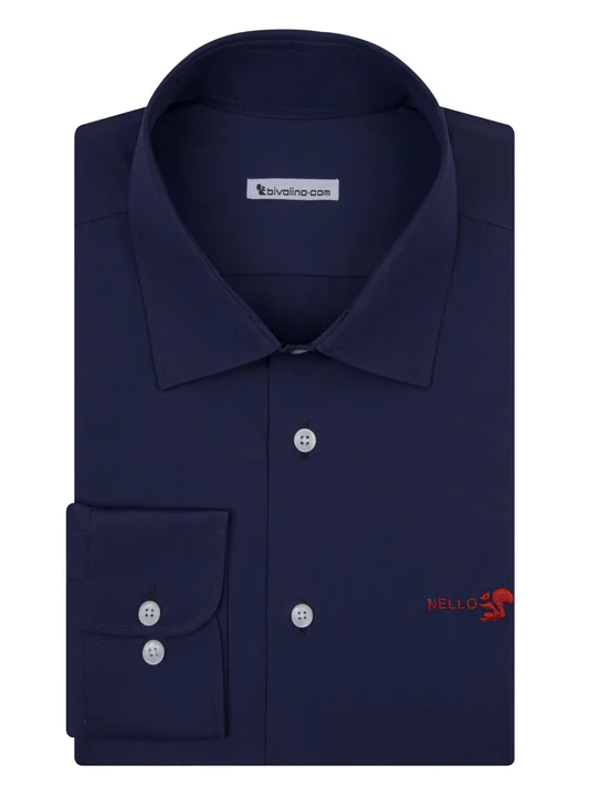 AGILULFO - navy Poplin Non-iron shirt - MELI 2