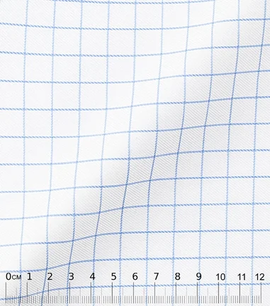 DARCI - Twill à carreaux bleu ciel 
