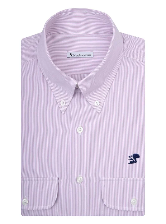 ADERITO - poplin purple stripes shirt - ORIS 2-THOMAS MASON