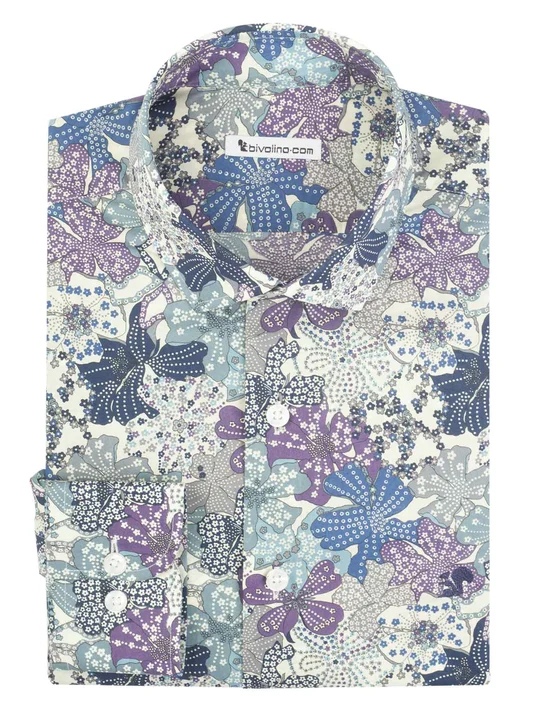 MONTECASTRILLI - flowers and paisley tana lawn tailored men shirt - LIBERTY 7