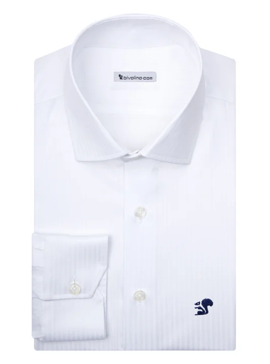 AGEO - Plain Herringbone white shirt - PEGLI 6