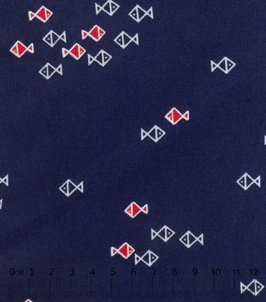 PESCE - Print motif poisson - marine-rouge
