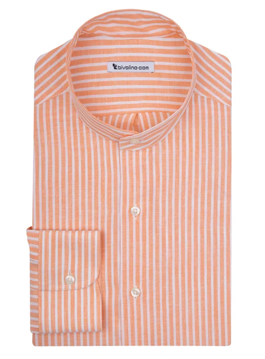 ACILIOE - stripe cot-lin mix tailored men shirt - RENZ 2