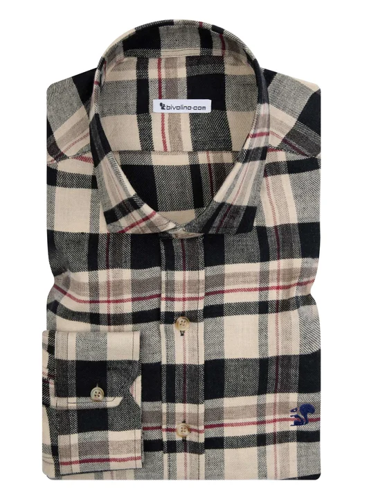 ALDEBRANDO - Brown flannel check shirt - PARA 17