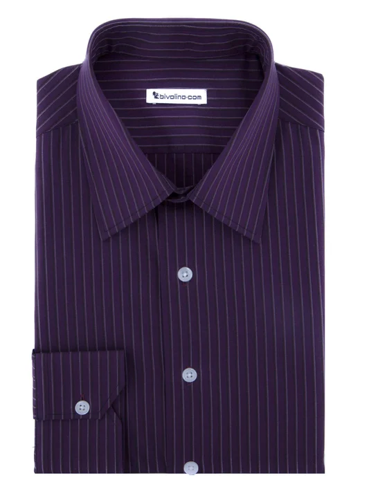 ROOVIGO - Purple striped popeline shirt  - CIFRA 3