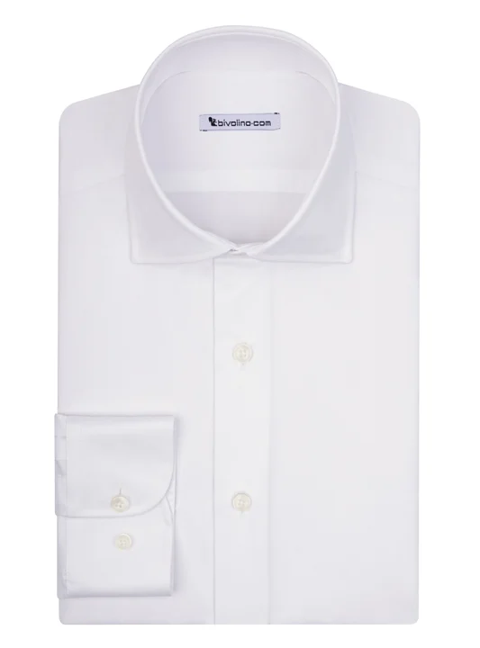 ACHILLEO - twill white egyptian 2fold cotton  tailored men shirt - SANTI 1