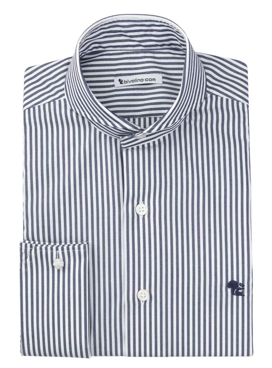AGRIGENTO -  striped poplin navy easy-care men shirt - Docra 10