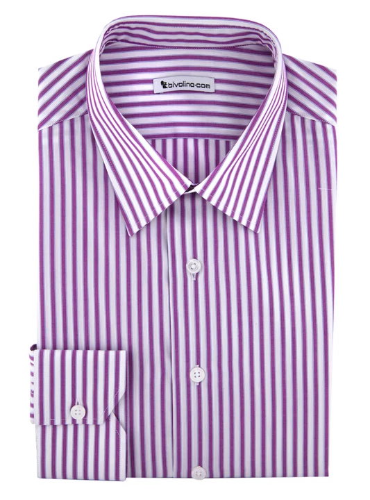 TREPONTI - purple striped poplin shirt - GLEN 3